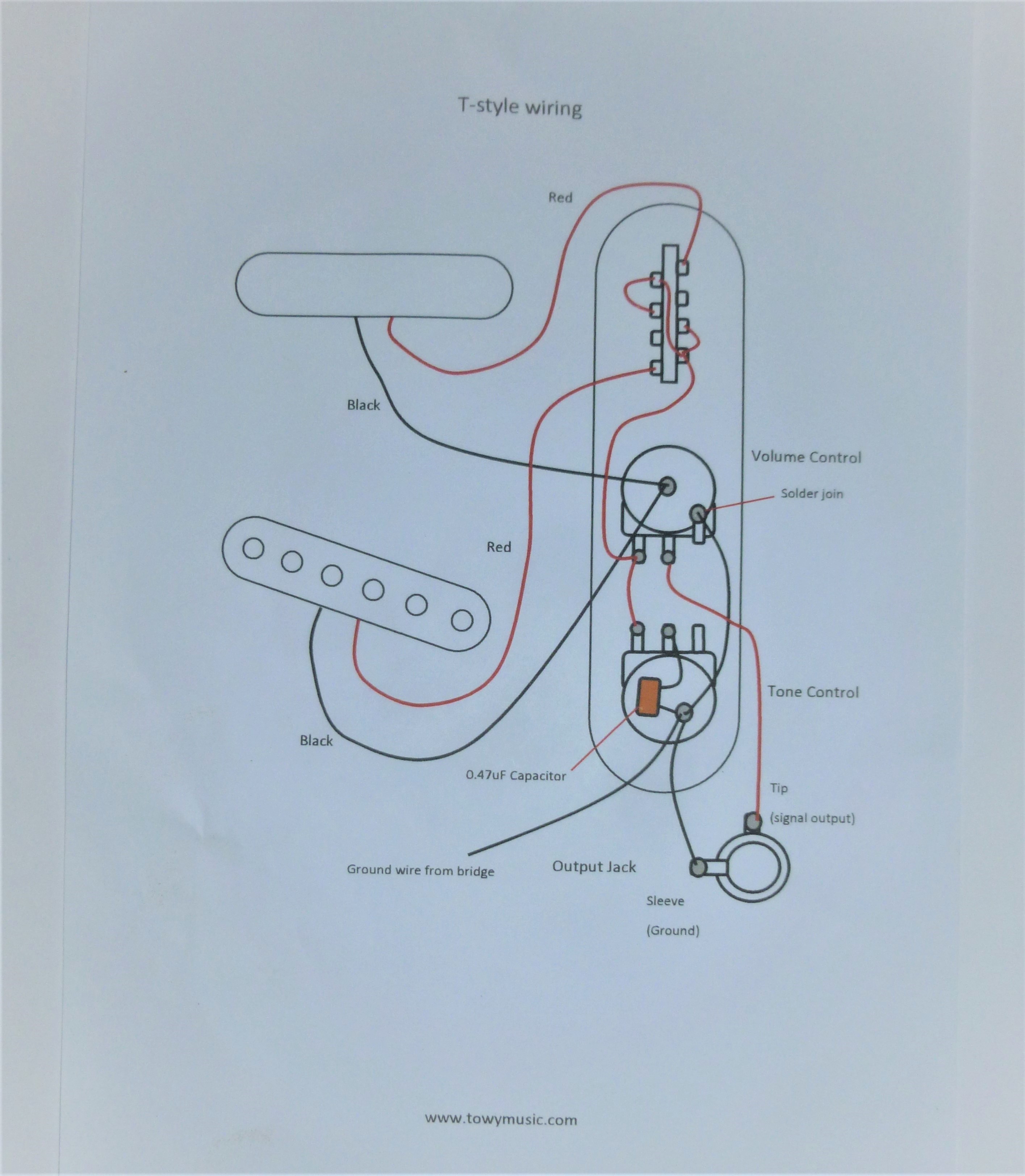 T-style guitar modern alternative wiring upgrade kit - Towy Music